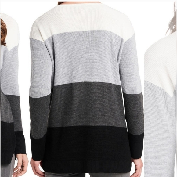 Vince Camuto Antony Colorblock Stripe Knit Slouchy Pocket Sweater Size Medium - Picture 2 of 9